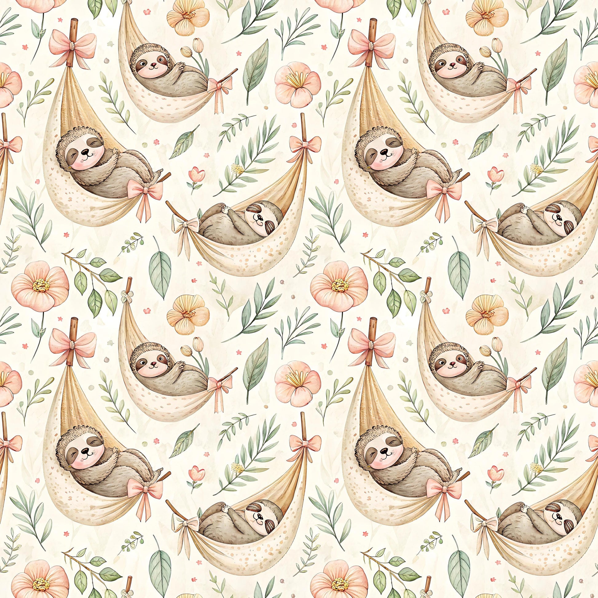 Sloths in Hammocks Fabric - Shop now at American Fabric Prints