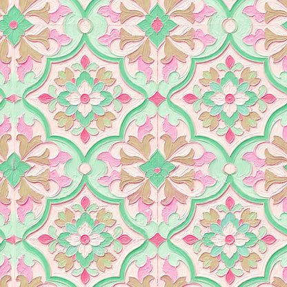 Mint Pink Damask Fabric - Shop now at American Fabric Prints