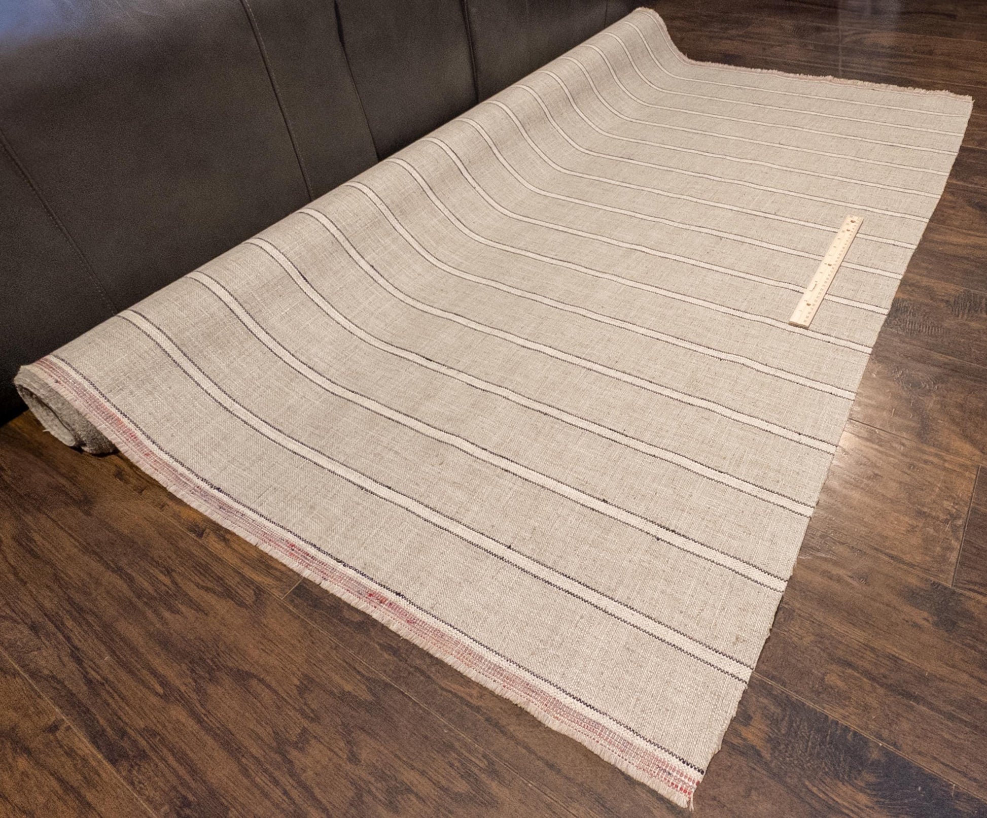 Kravet Beige with Black Stripe Vintage Style Fabric.