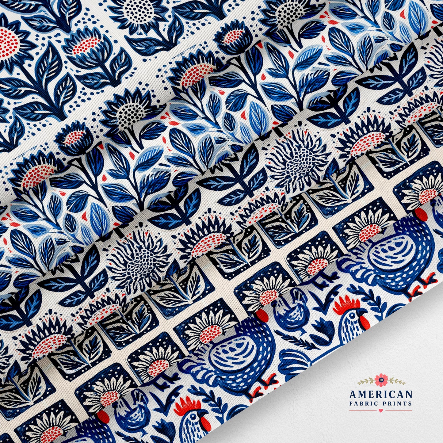 Blue Farmhouse Block Print Fabric Bundle Set - Shop now at American Fabric Prints