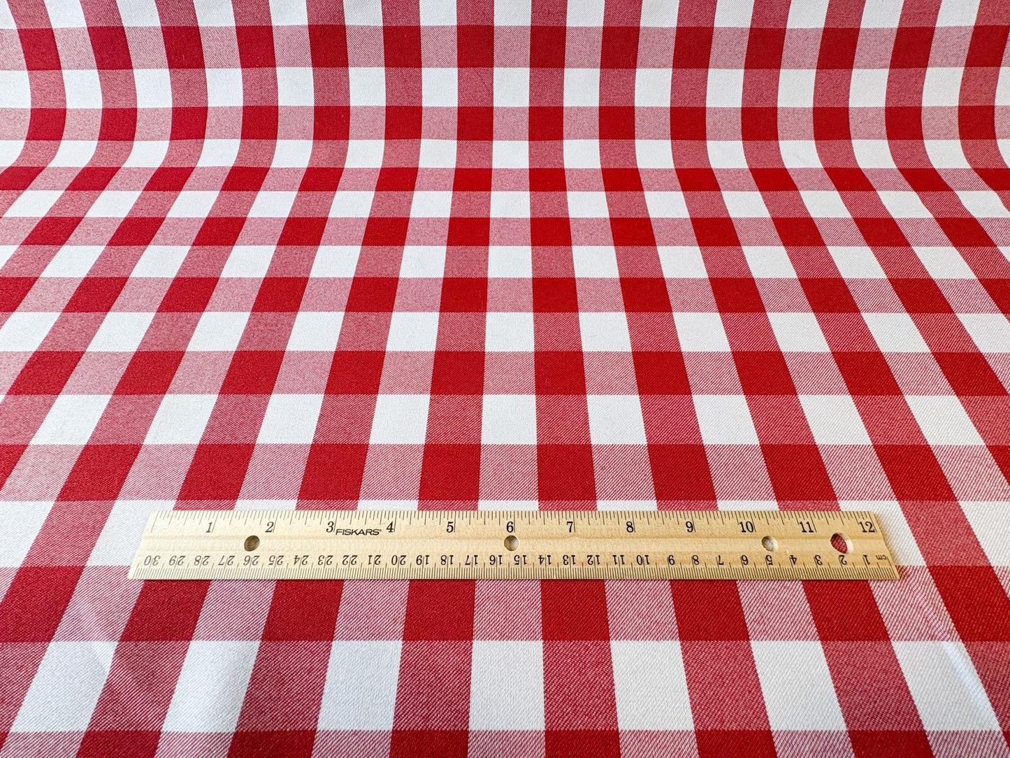 Checkered Red and White Plaid Fabric. Perfect for Picnic Table Coverings and so much more! Shop now at American Fabric Prints.