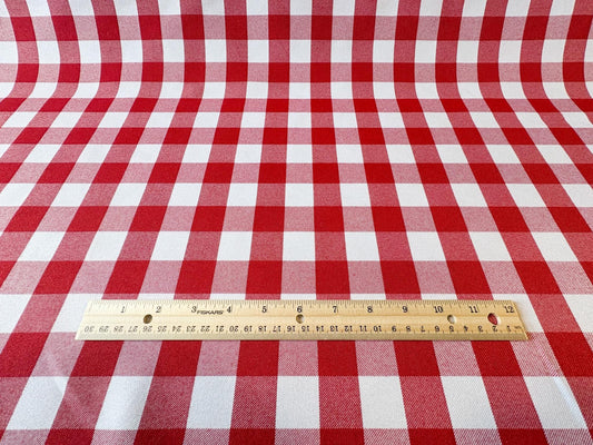 Checkered Red and White Plaid Fabric. Perfect for Picnic Table Coverings and so much more! Shop now at American Fabric Prints.