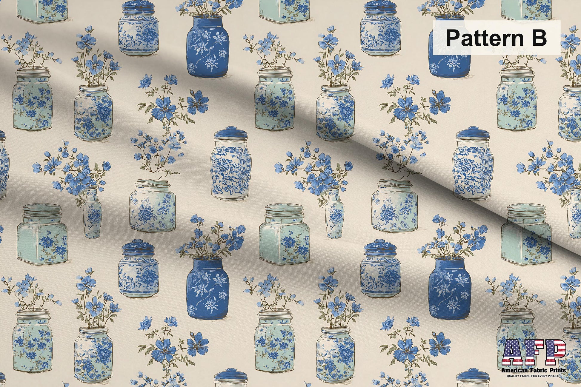 Blue Vases Fabric Bundle Set - Shop now at American Fabric Prints