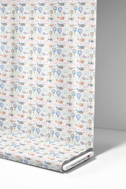 Preppy Sky Transportation Fabric - Shop now at American Fabric Prints
