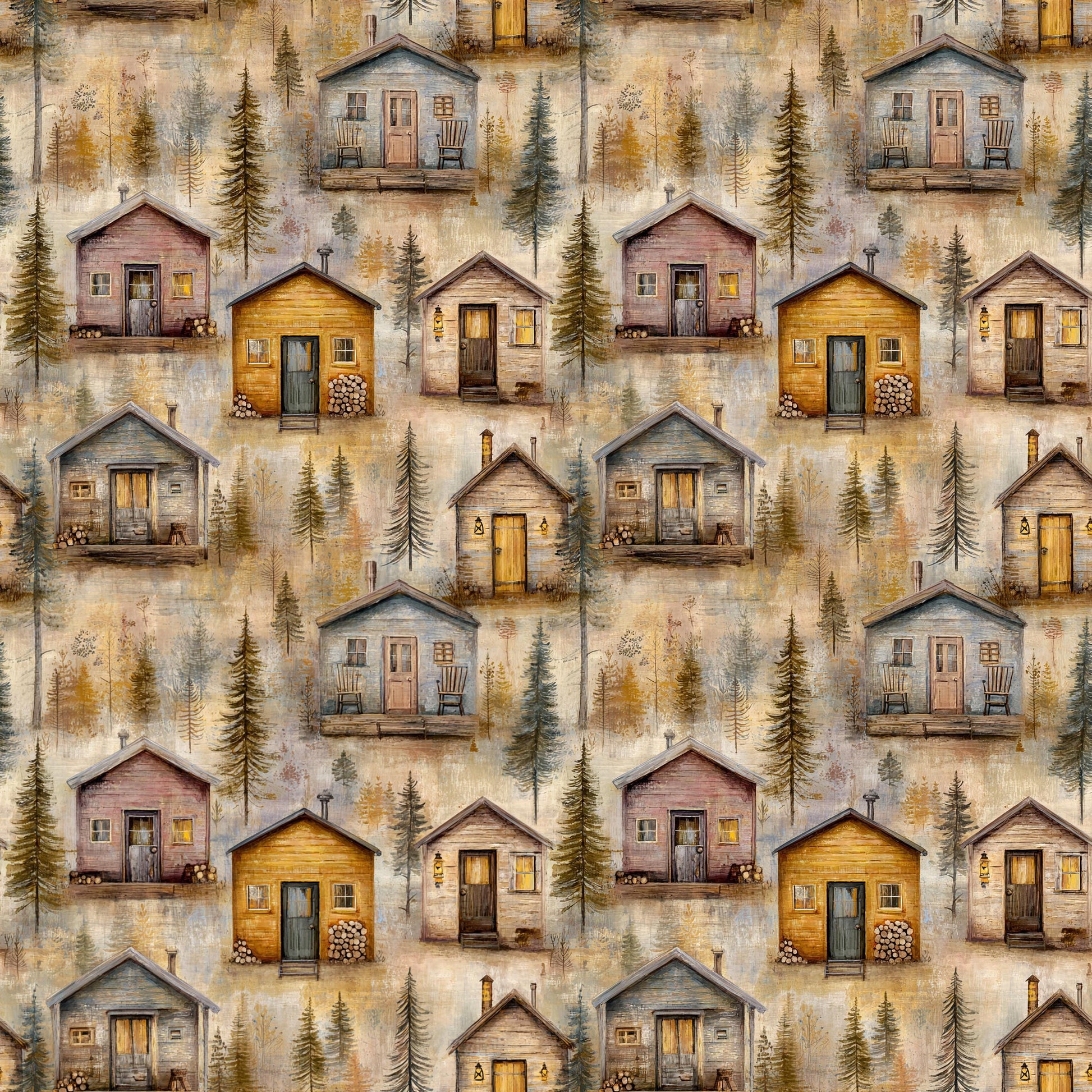 Outdoor Cabins Fabric - Shop now at American Fabric Prints