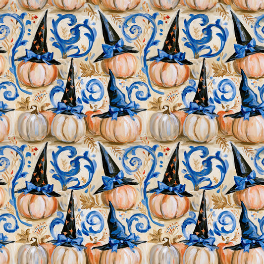 Preppy Pumpkin+Witches Hat Fabric - Shop now at American Fabric Prints