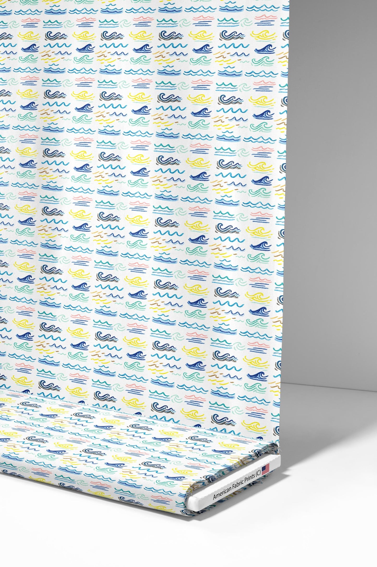 Doodle Coastal Waves Fabric - Shop now at American Fabric Prints