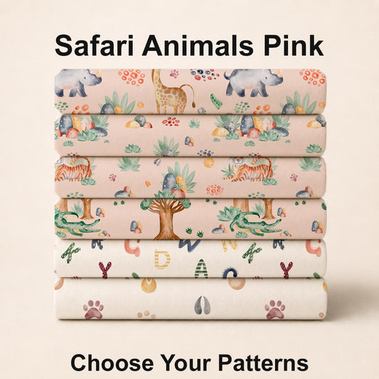 Safari Animals Pink Set. Shop now at American Fabric Prints.
