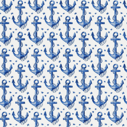 Blue Anchors Fabric - Shop now at American Fabric Prints