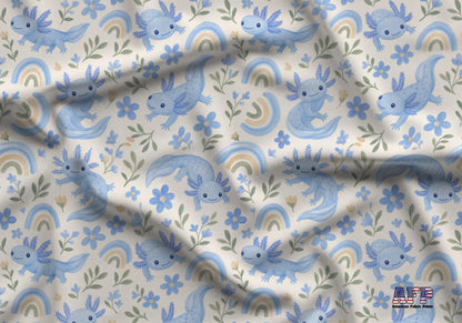 Blue Axolotl Rainbow Fabric - Shop now at American Fabric Prints
