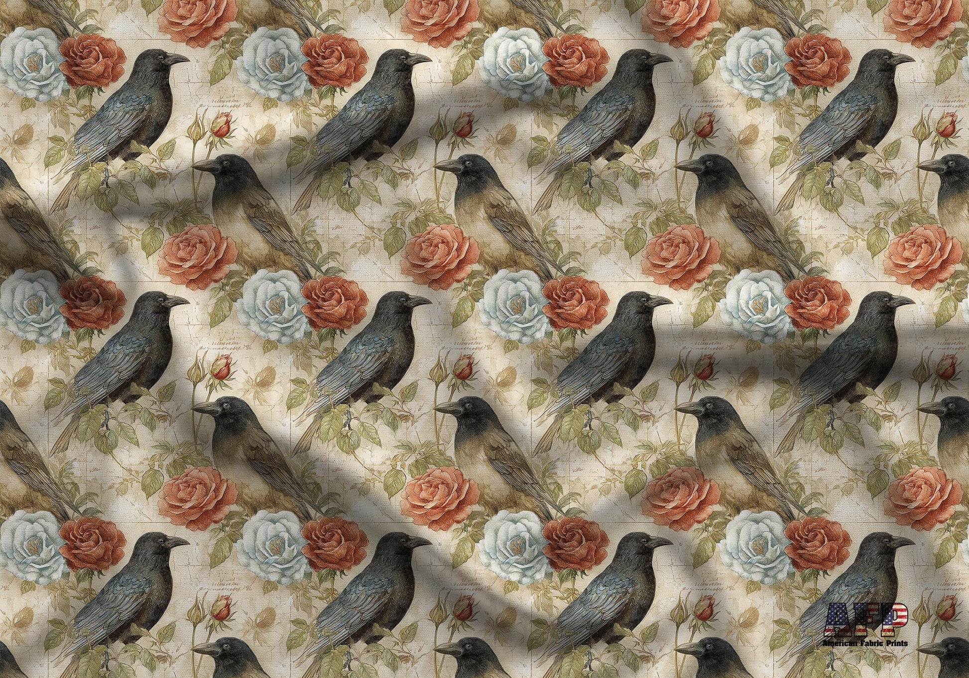 Heirloom Victorian Crows Fabric - Shop now at American Fabric Prints