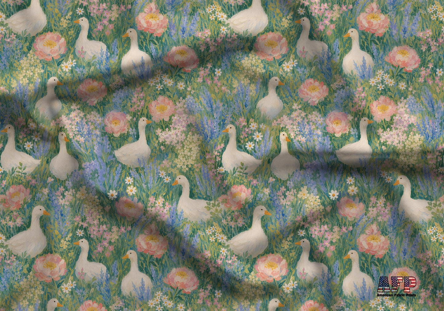 Meadow of Geese Fabric - Shop now at American Fabric Prints