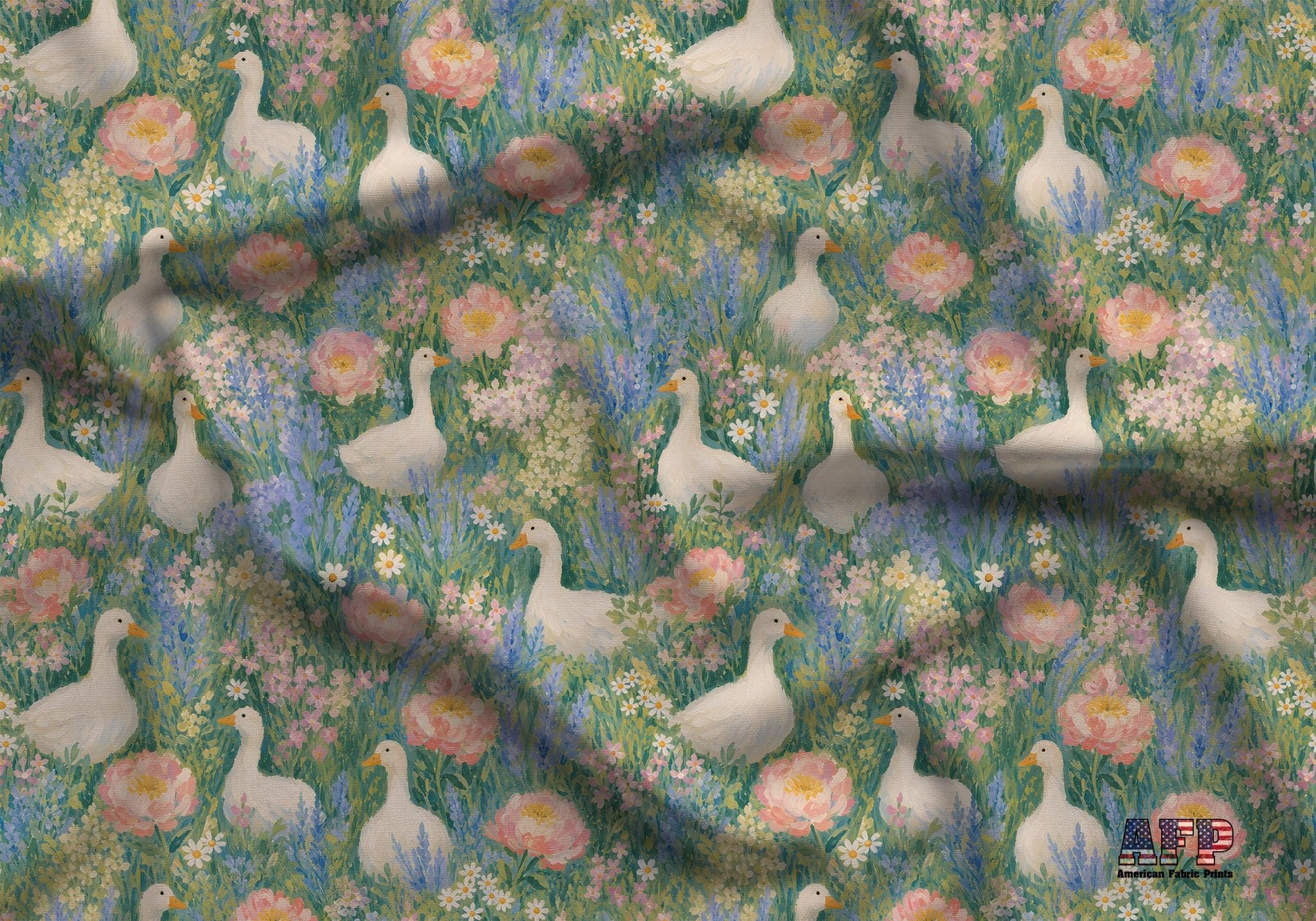 Meadow of Geese Fabric - Shop now at American Fabric Prints