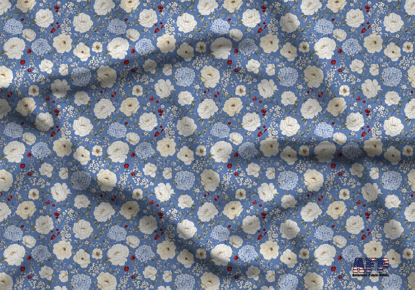 Red White and Blue Floral Fabric - Shop now at American Fabric Prints