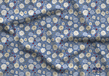 Red White and Blue Floral Fabric - Shop now at American Fabric Prints