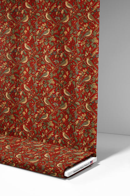 Victorian Holly and Birds Fabric - Shop now at American Fabric Prints