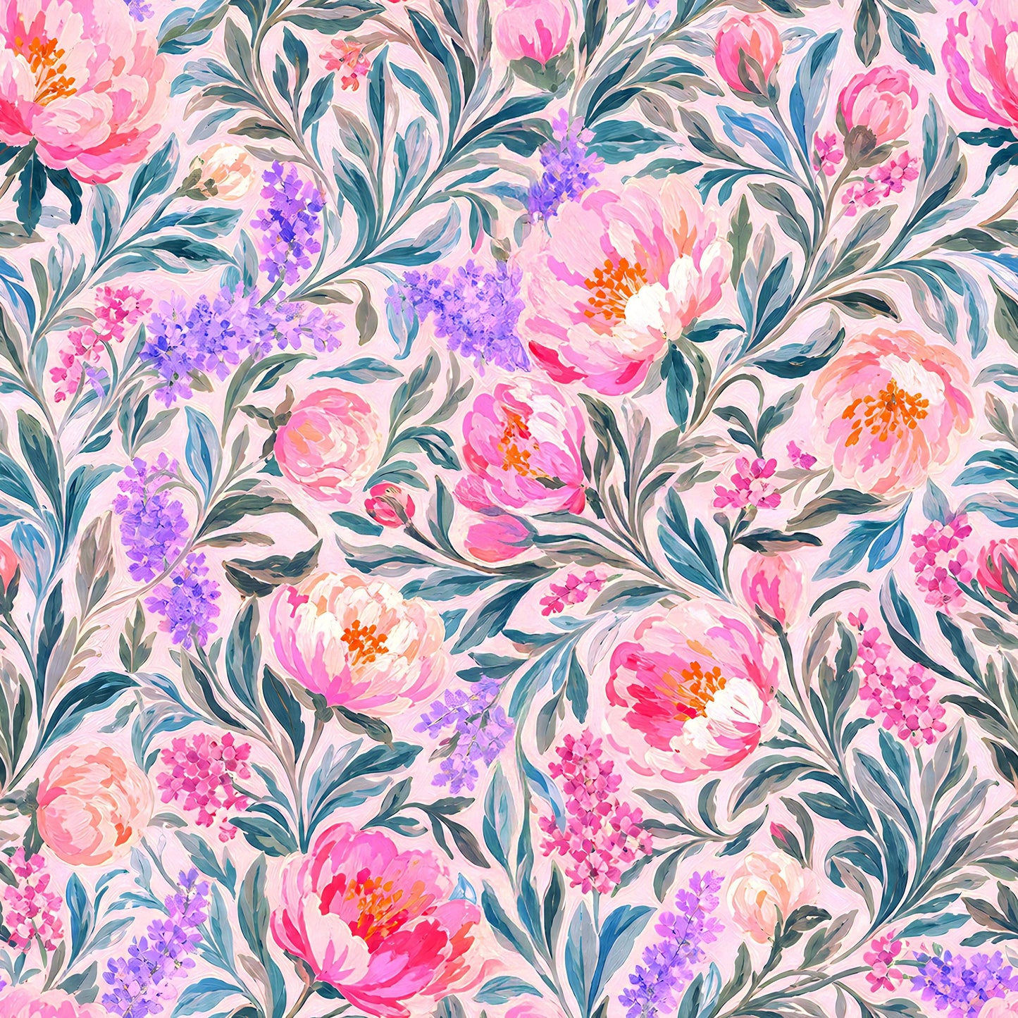 Bright Pink Peony Floral Fabric - Shop now at American Fabric Prints