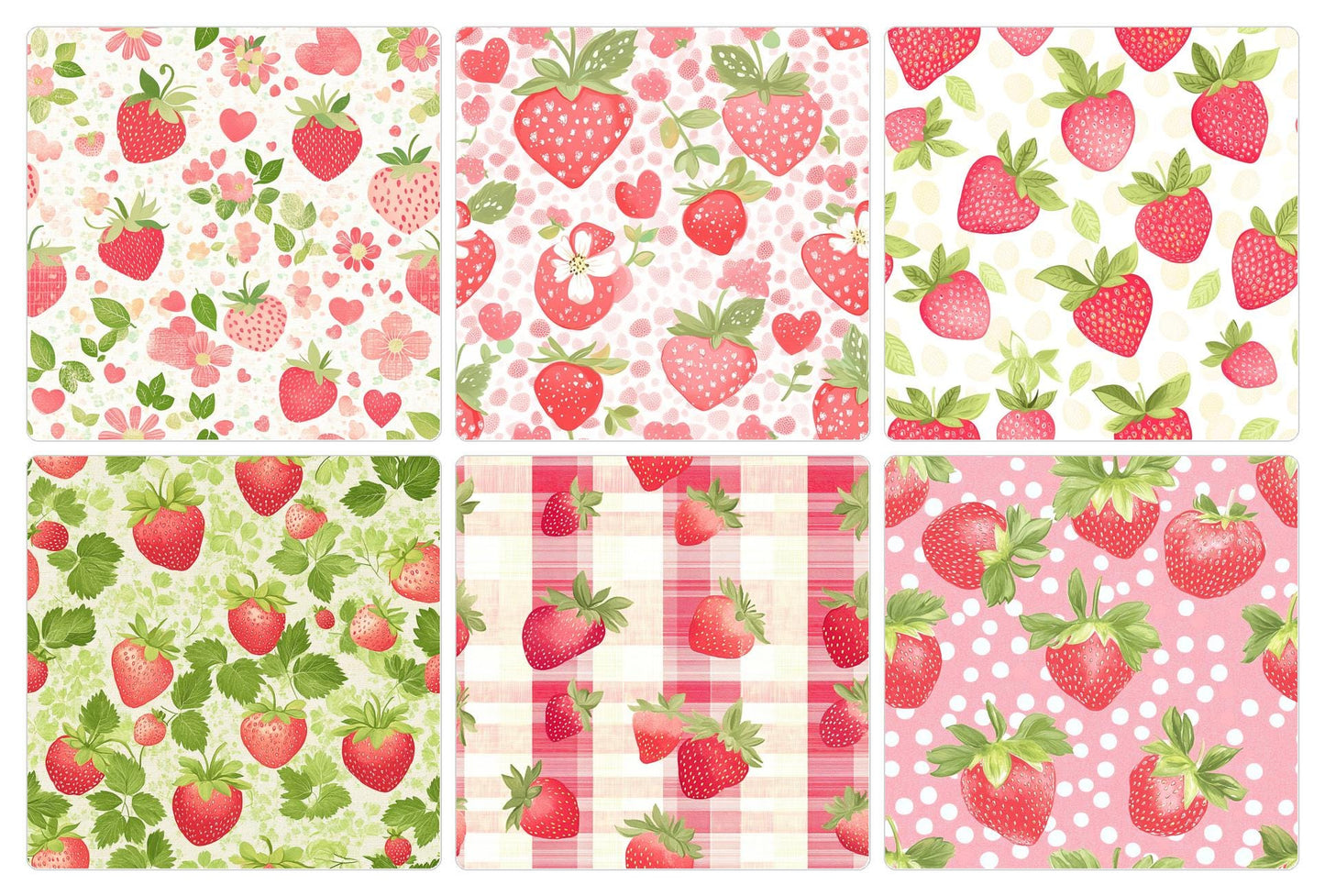 Strawberry Coordinate Fabric | Strawberry Cotton Fabric | Summer Themed Quilt Fabric | Strawberries | Made in USA | American Fabric Prints