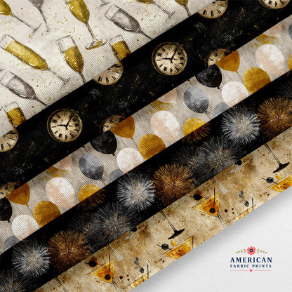 Vintage New Years Eve Fabric Bundle Set - Shop now at American Fabric Prints