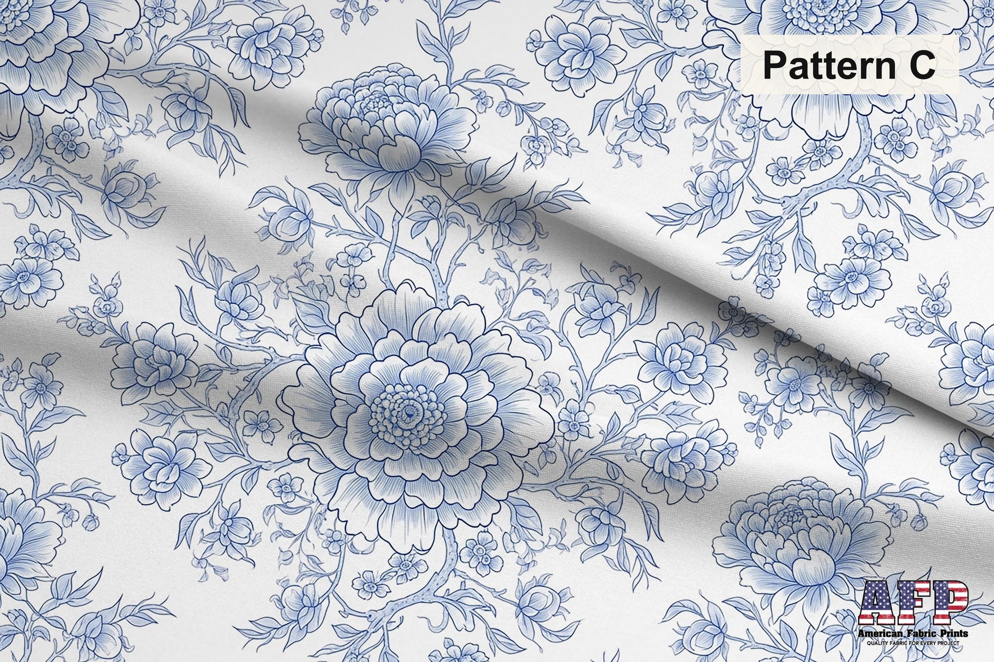 Blue Chinoiserie Toile De Jouy 2 Fabric Bundle Set - Shop now at American Fabric Prints