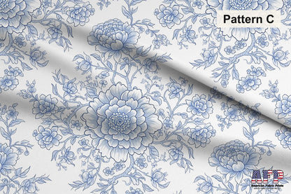 Blue Chinoiserie Toile De Jouy 2 Fabric Bundle Set - Shop now at American Fabric Prints