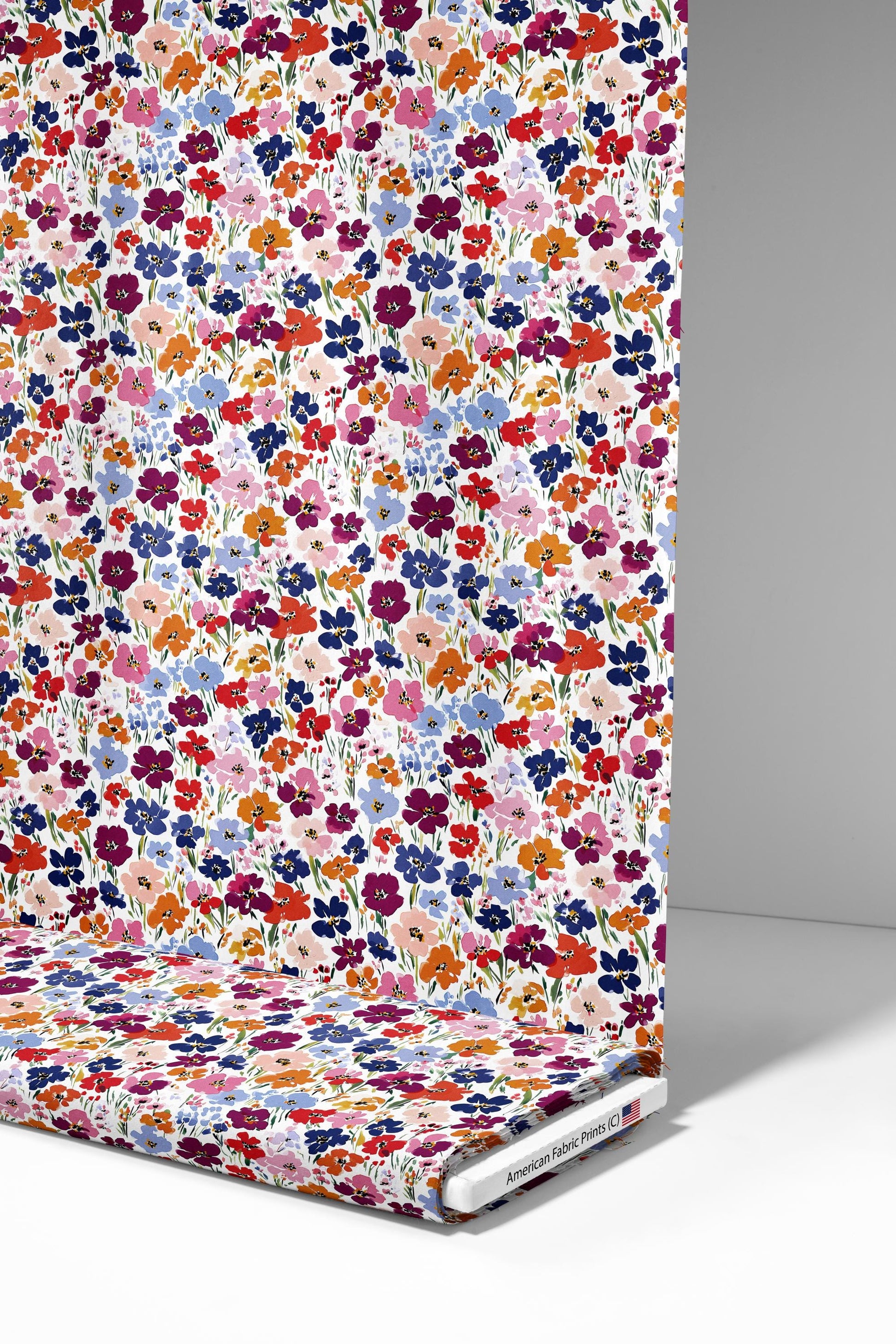 Colorful Pansy Field Fabric - Shop now at American Fabric Prints