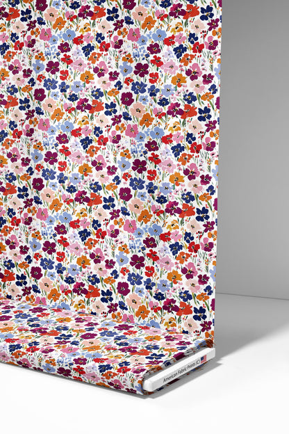 Colorful Pansy Field Fabric - Shop now at American Fabric Prints
