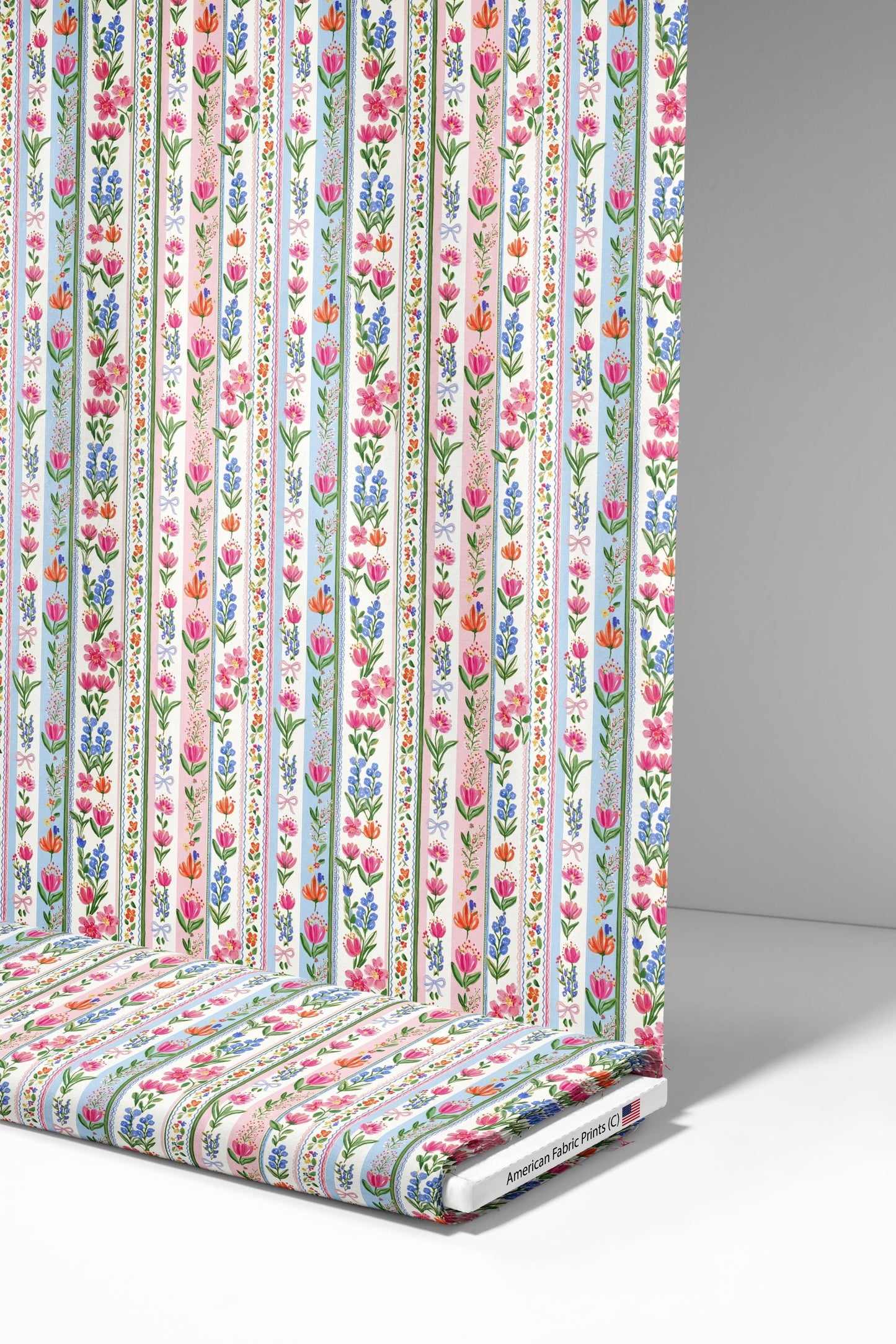 Floral Stripes Fabric - Shop now at American Fabric Prints