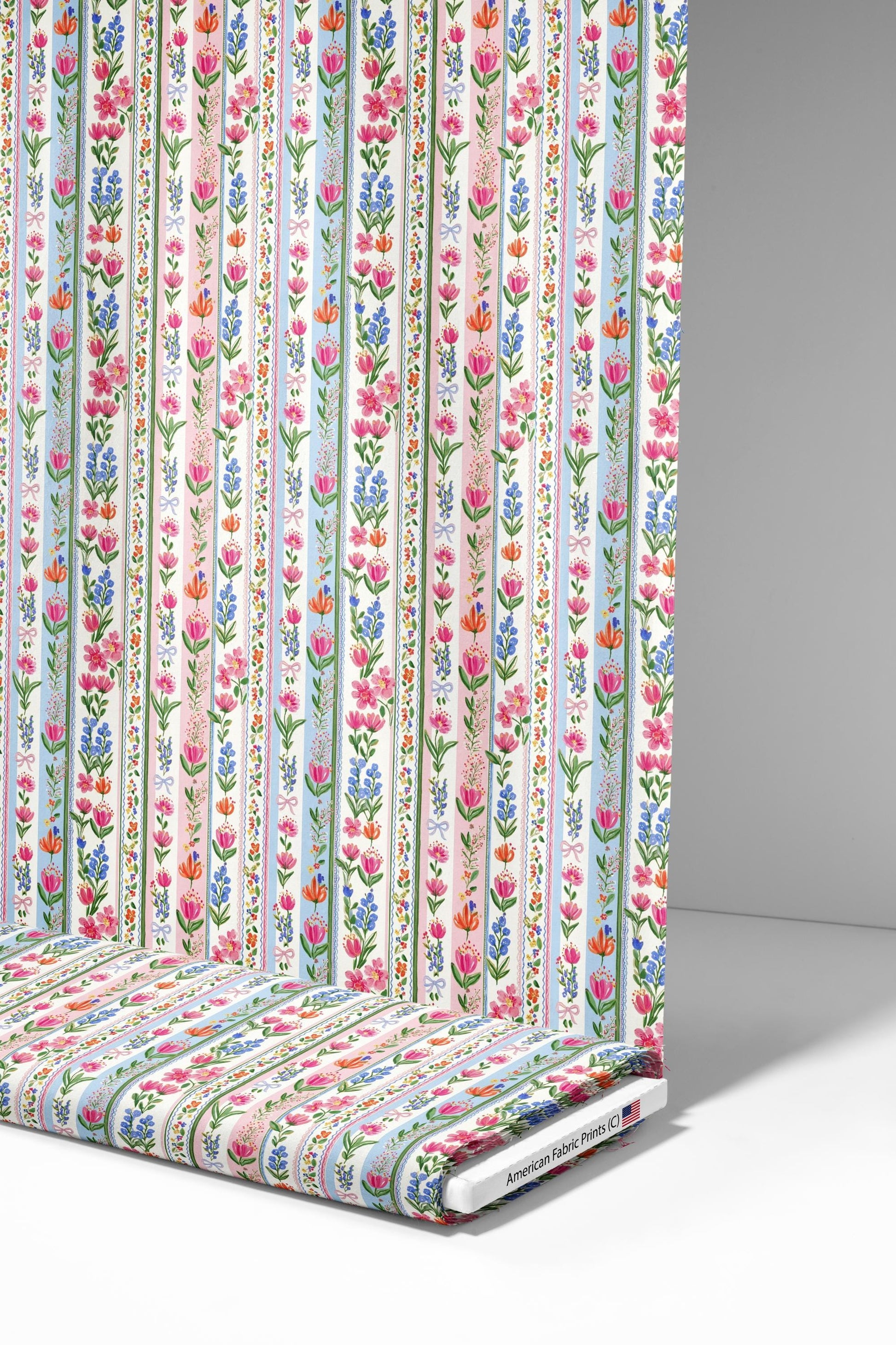 Floral Stripes Fabric - Shop now at American Fabric Prints