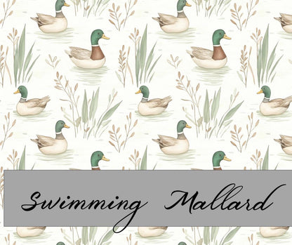 Swimming Mallard Duck Pattern on Premium Cotton Fabric. Shop now at American Fabric Prints.