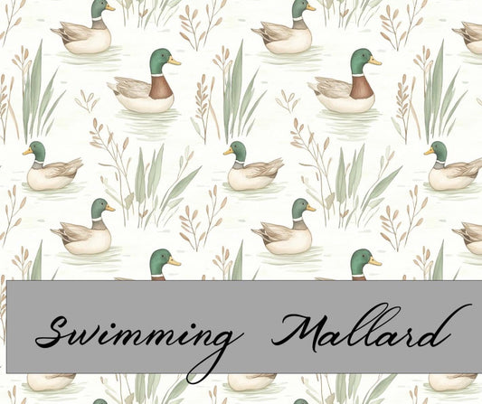 Swimming Mallard Duck Pattern on Premium Cotton Fabric. Shop now at American Fabric Prints.