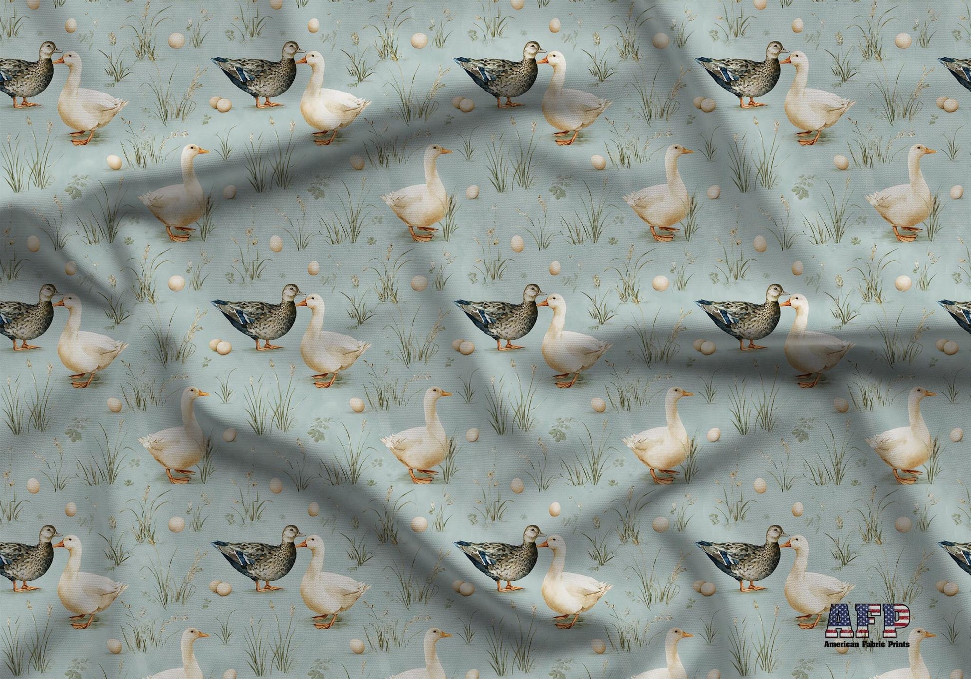 Watercolor Pond Side Fabric - Shop now at American Fabric Prints