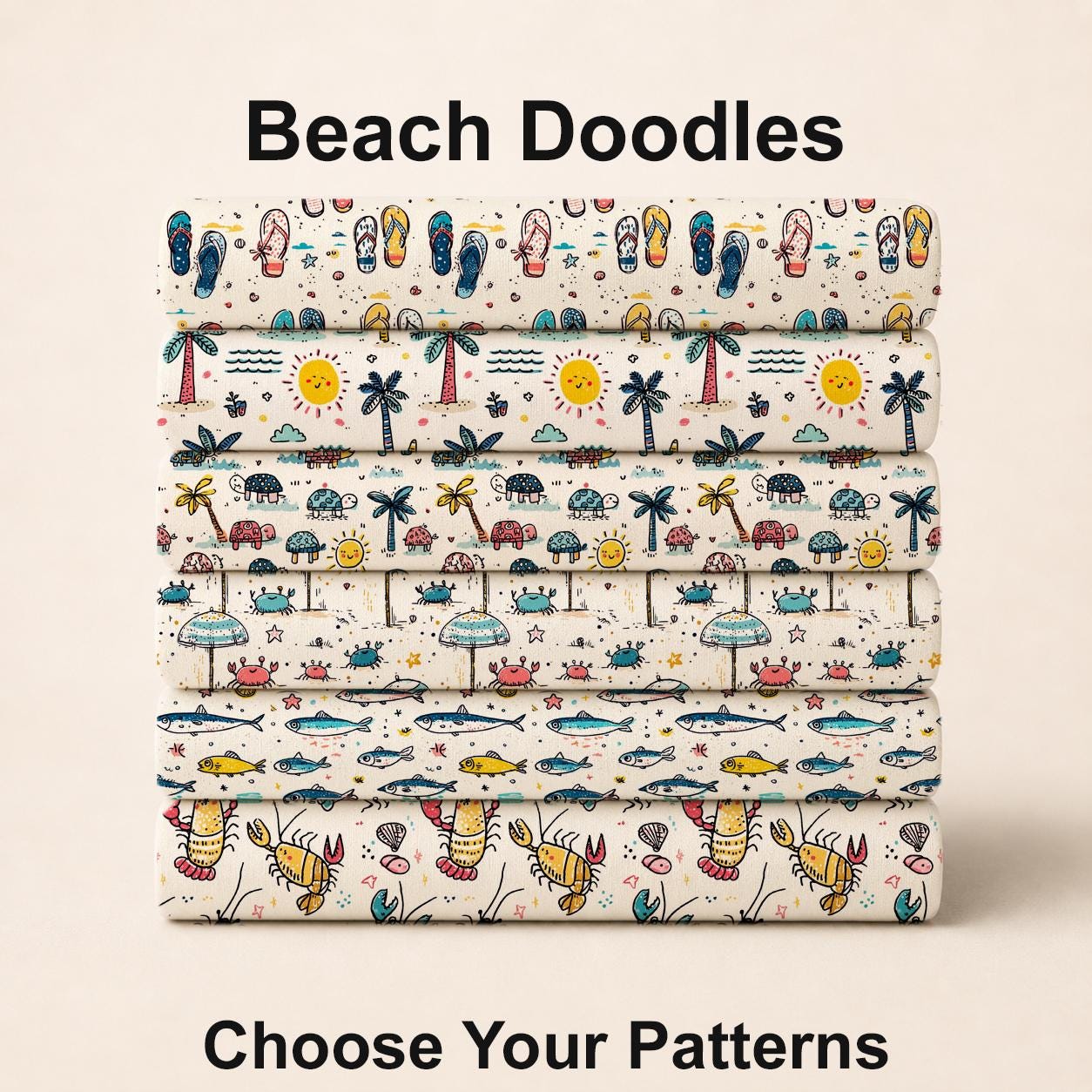 Beach Doodles Fabric Bundle Set - Shop now at American Fabric Prints