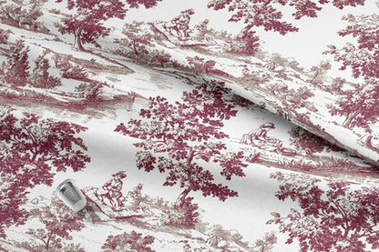 Burgundy Toile De Jouy Made in the USA by American Fabric Prints. Shop now at American Fabric Prints.