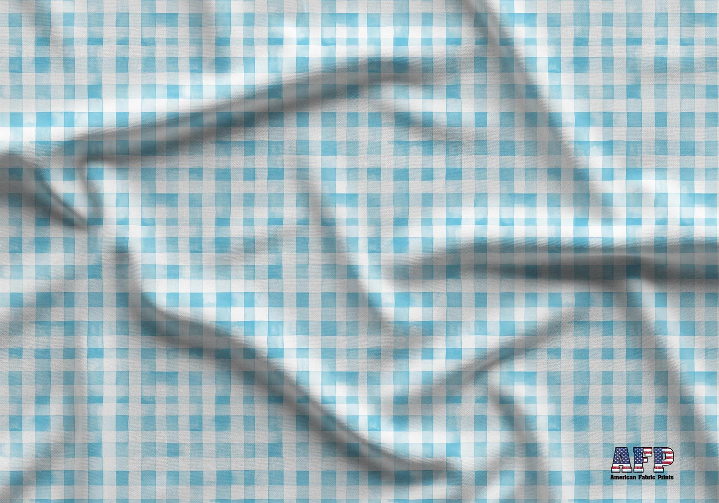 Preppy Watercolor Blue Plaid Fabric - Shop now at American Fabric Prints