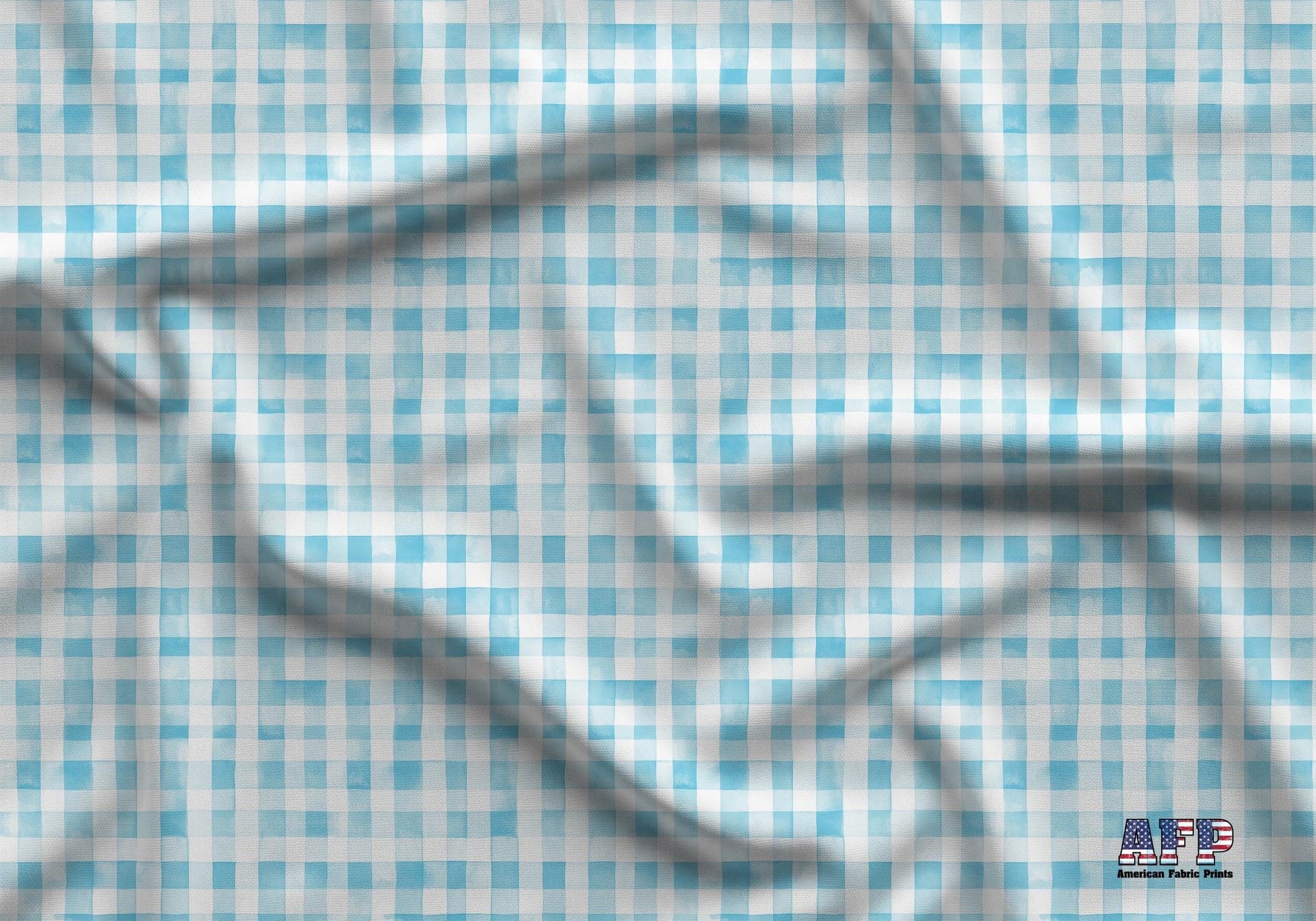 Preppy Watercolor Blue Plaid Fabric - Shop now at American Fabric Prints
