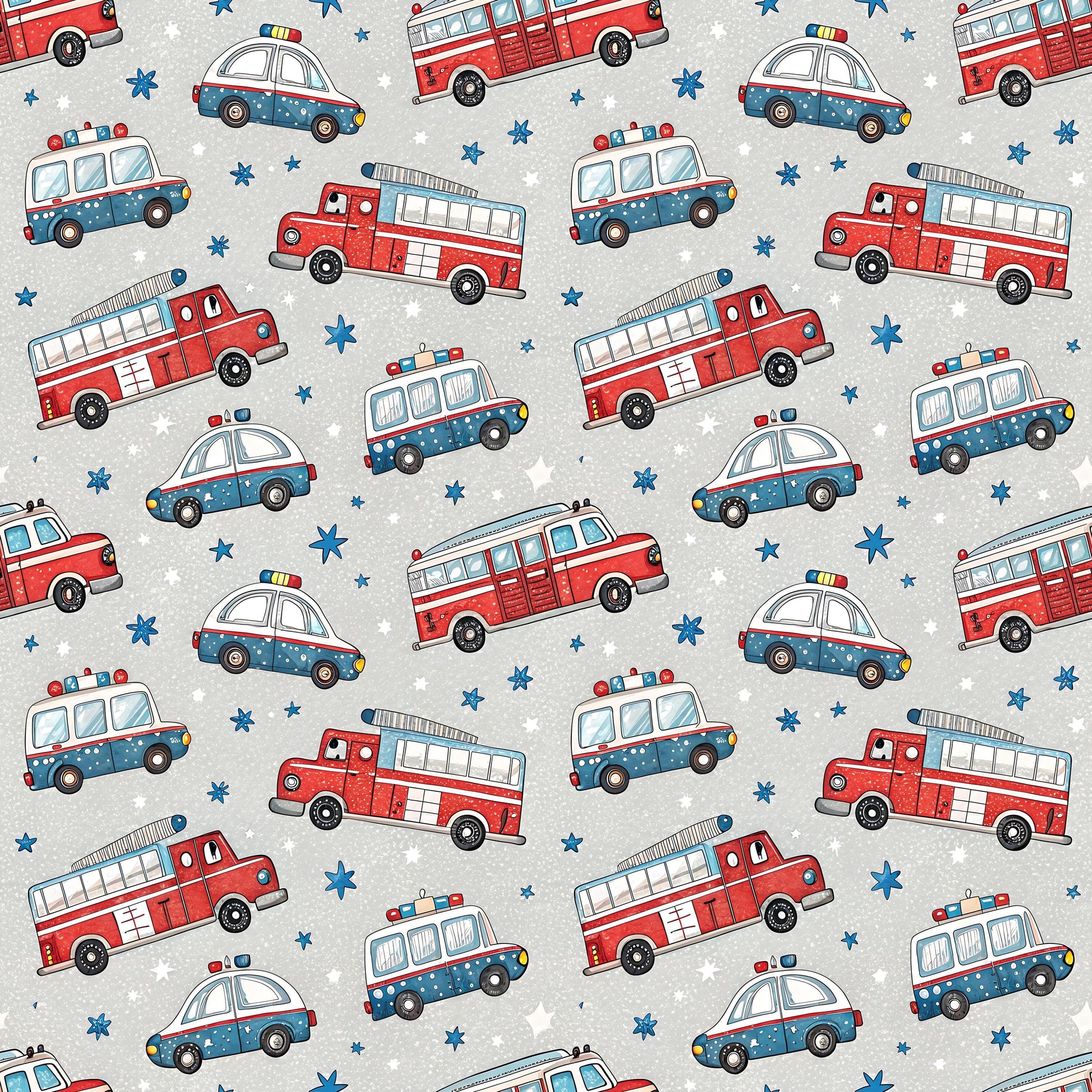 Emergency Vehicles Fabric - Shop now at American Fabric Prints
