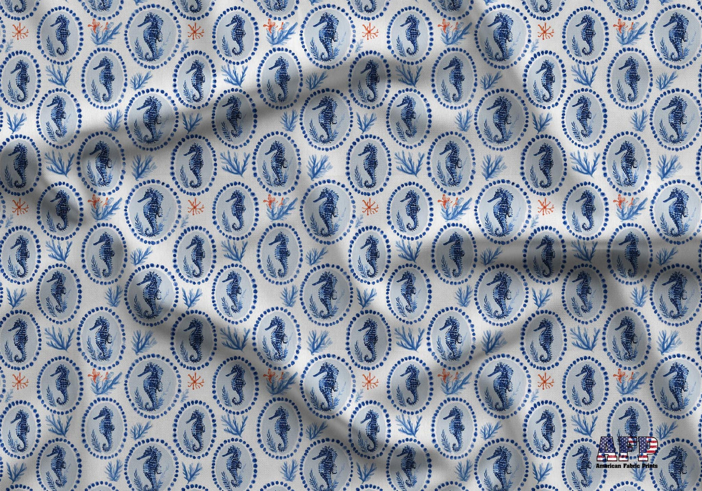 Preppy Blue Beach Fabric - Shop now at American Fabric Prints
