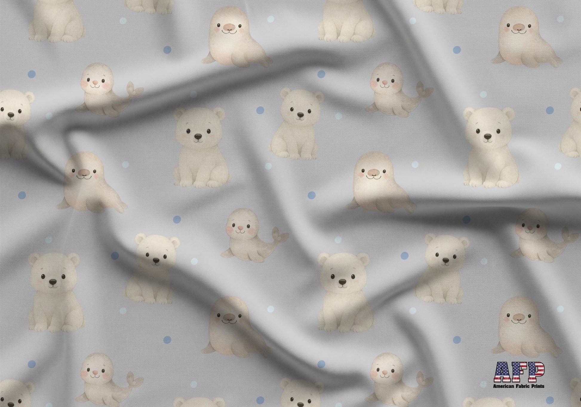 Little Polar Bears and Seals Fabric - Shop now at American Fabric Prints