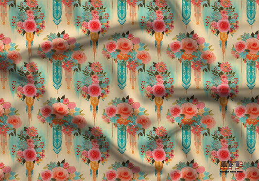 Vintage Boho Flowers Fabric - Shop now at American Fabric Prints