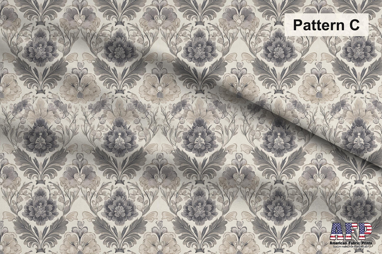 Neutral Floral Fabric Bundle - 5 Coordinating Quilting Cotton Prints - Gray, Taupe and Cream - by American Fabric Prints