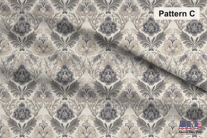 Neutral Floral Fabric Bundle - 5 Coordinating Quilting Cotton Prints - Gray, Taupe and Cream - by American Fabric Prints