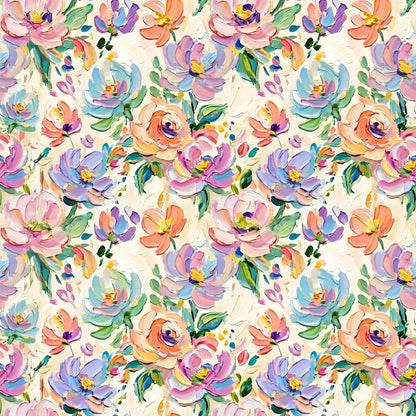 Colorful Painted Floral Fabric - Shop now at American Fabric Prints