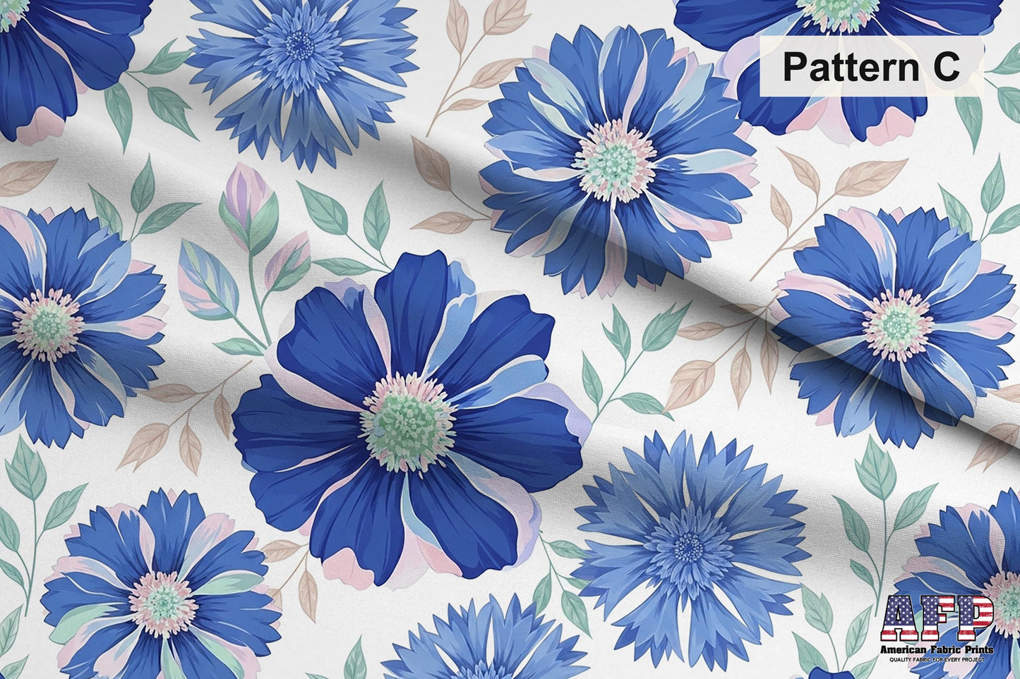 Blue Floral 1 Fabric Bundle Set - Shop now at American Fabric Prints