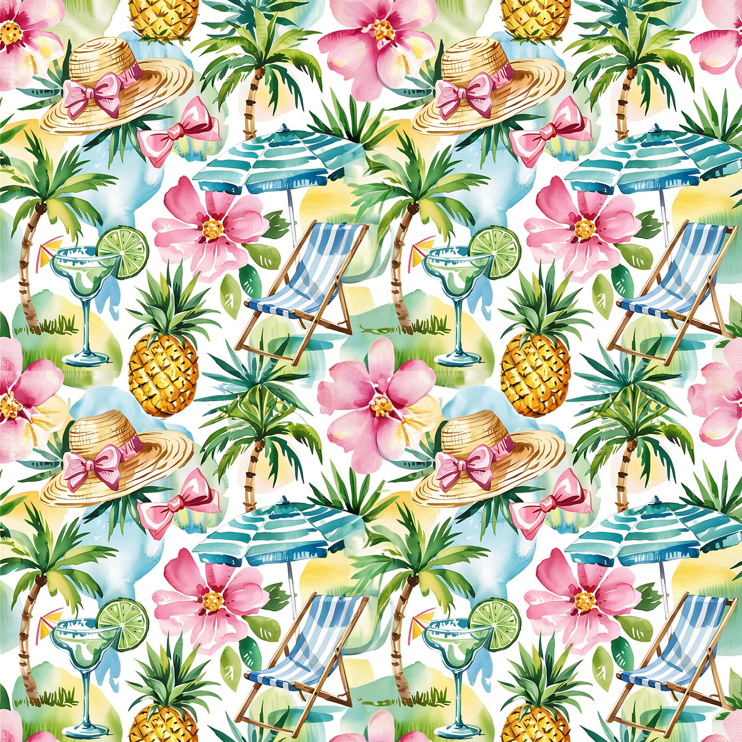 Preppy Watercolor Vacation Fabric - Shop now at American Fabric Prints