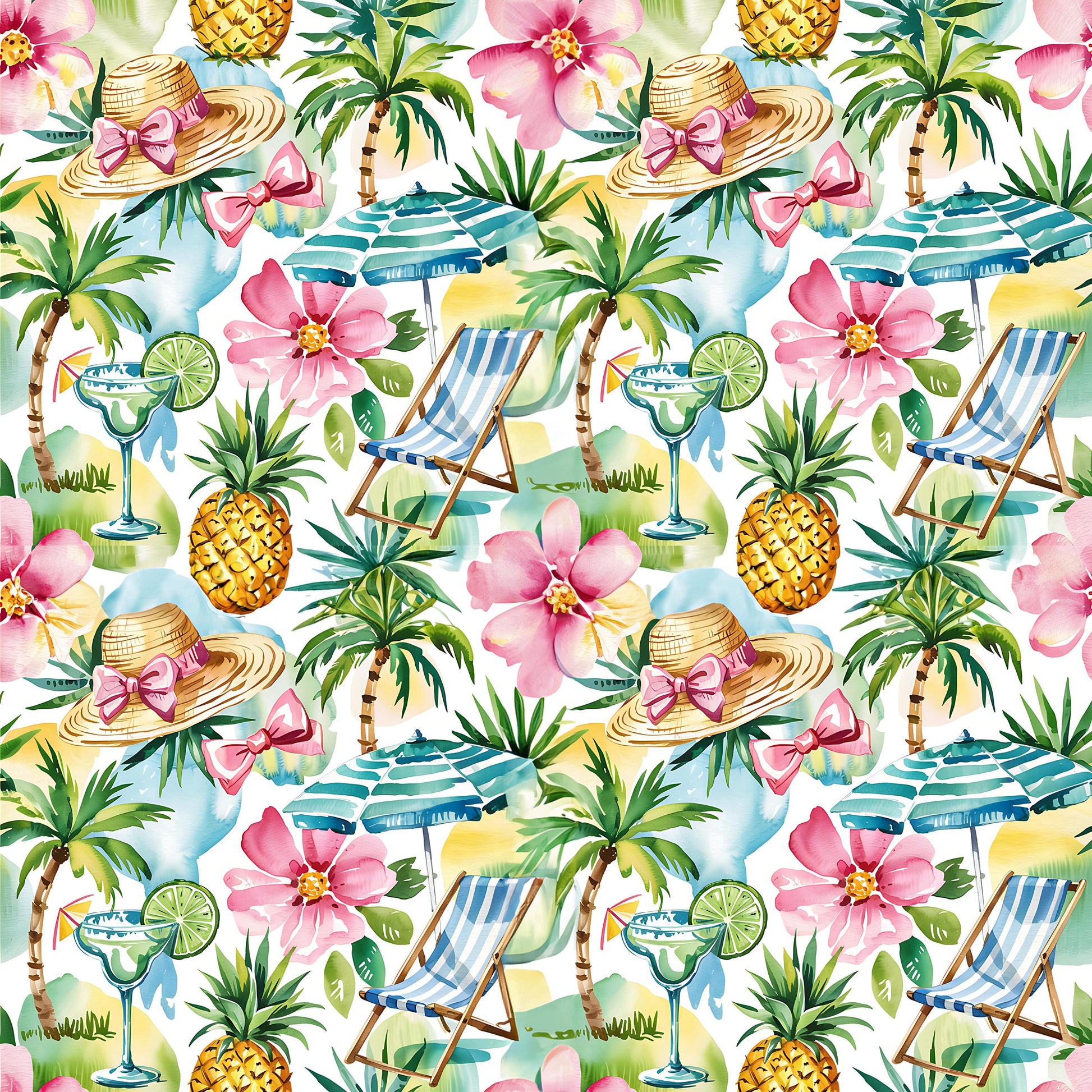 Preppy Watercolor Vacation Fabric - Shop now at American Fabric Prints