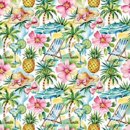 Preppy Watercolor Vacation Fabric - Shop now at American Fabric Prints