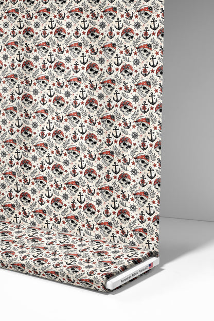 Pirate Skulls Fabric - Shop now at American Fabric Prints