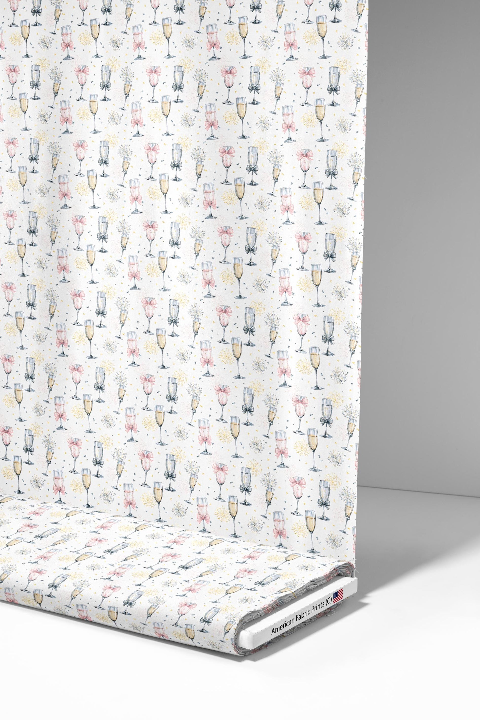 Coquette New Years Drinks Fabric - Shop now at American Fabric Prints