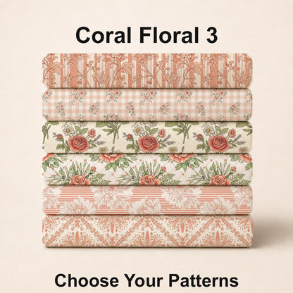 Coral Floral 3 Fabric Bundle Set - Shop now at American Fabric Prints